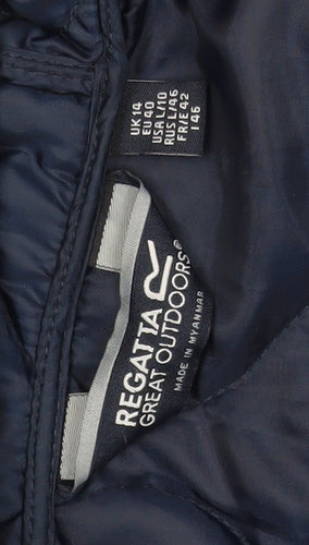 Regatta Women Blue Quilted Long Hooded Waterproof Coat Size 14