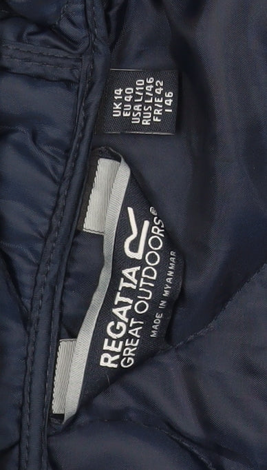 Regatta Women Blue Quilted Long Hooded Waterproof Coat Size 14