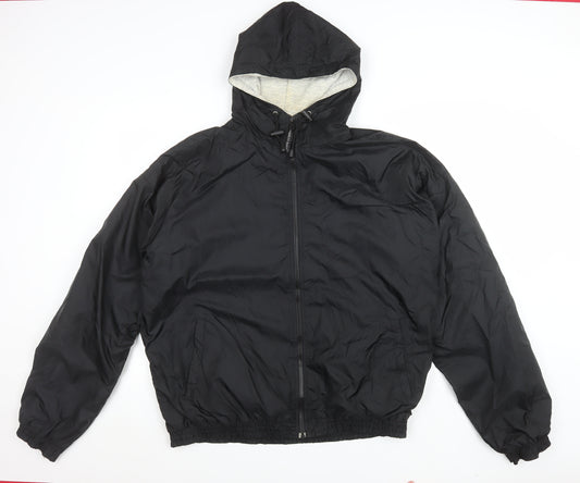 Charles River Mens Black XL Windbreaker Jacket Hooded Nylon Lined