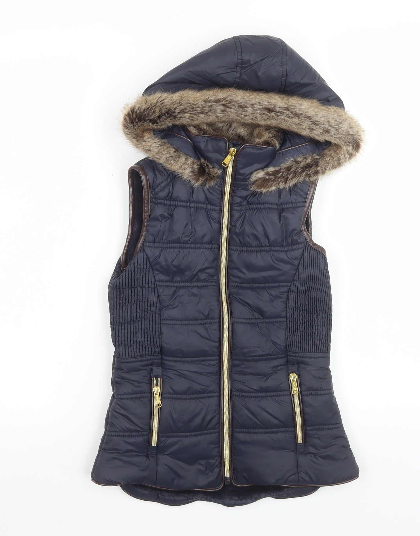 Firetrap Girls Black Hooded Faux Fur Trim Puffer Gilet 9-10 Years