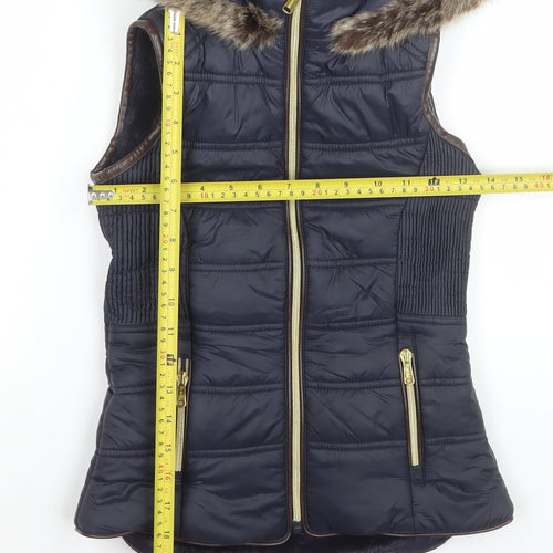 Firetrap Girls Black Hooded Faux Fur Trim Puffer Gilet 9-10 Years