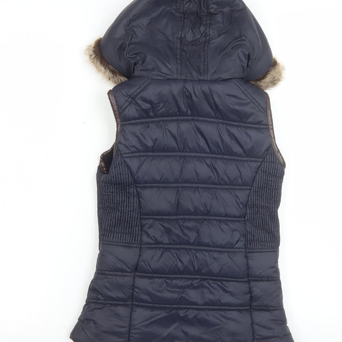 Firetrap Girls Black Hooded Faux Fur Trim Puffer Gilet 9-10 Years