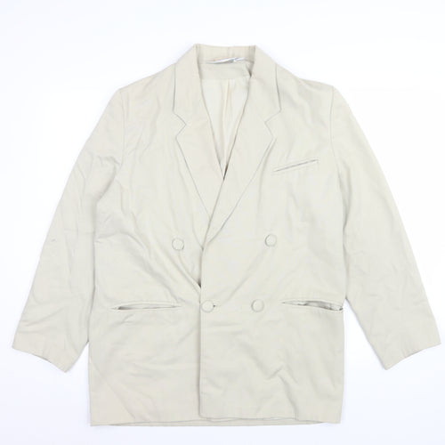 Sensations Women Beige Double-Breasted Blazer Size 14 Classic Fit