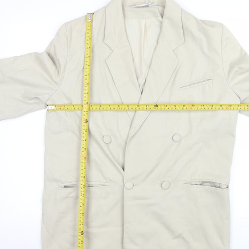 Sensations Women Beige Double-Breasted Blazer Size 14 Classic Fit