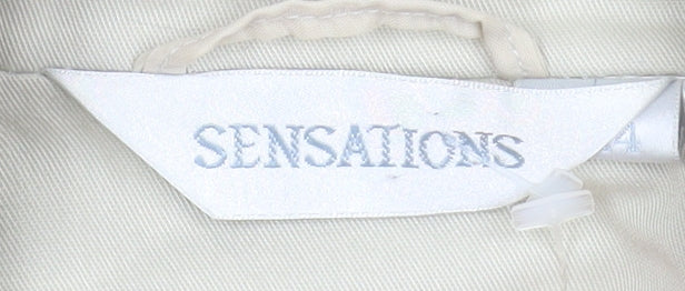 Sensations Women Beige Double-Breasted Blazer Size 14 Classic Fit