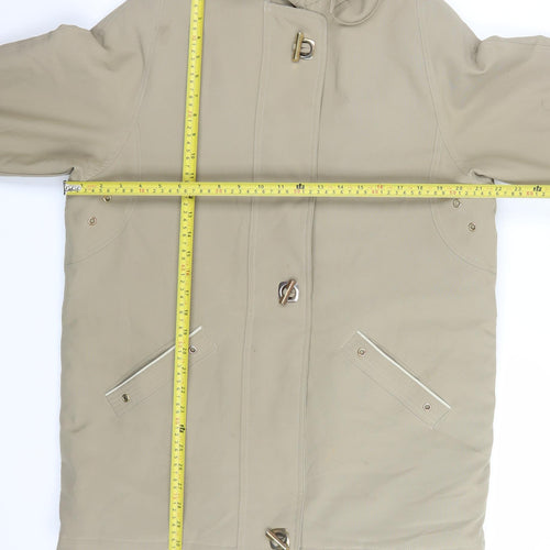 David Barry Women Beige Long Hooded Parka Coat Size 14