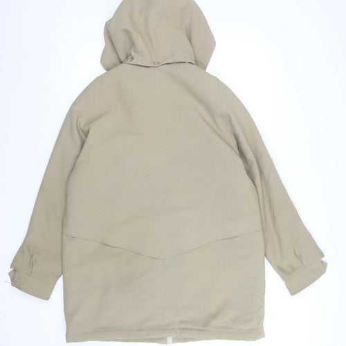 David Barry Women Beige Long Hooded Parka Coat Size 14