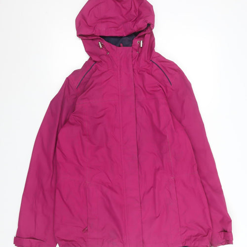 George Womens Pink Waterproof Hooded Rain Jacket Size 14