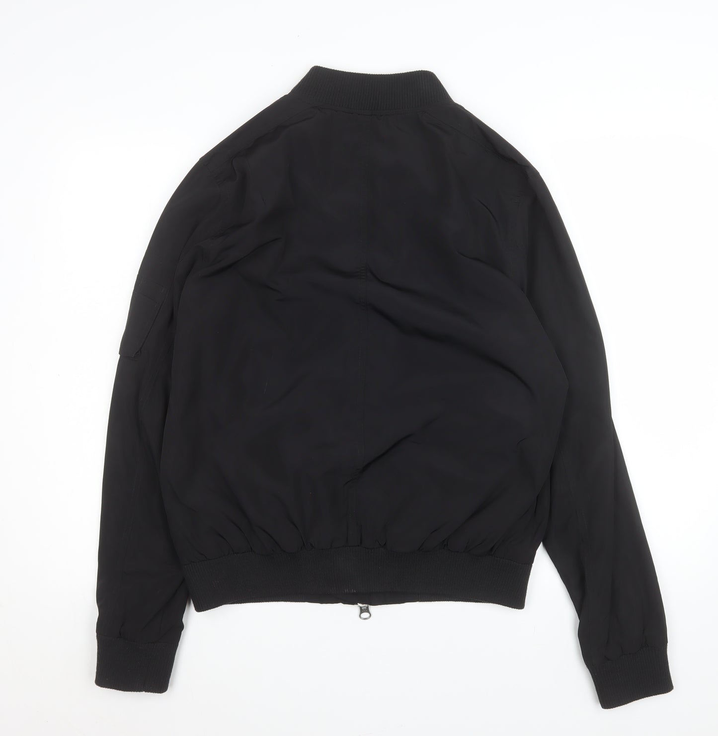 Topman Men's Black Bomber Jacket M Polyester Lined Classic Style