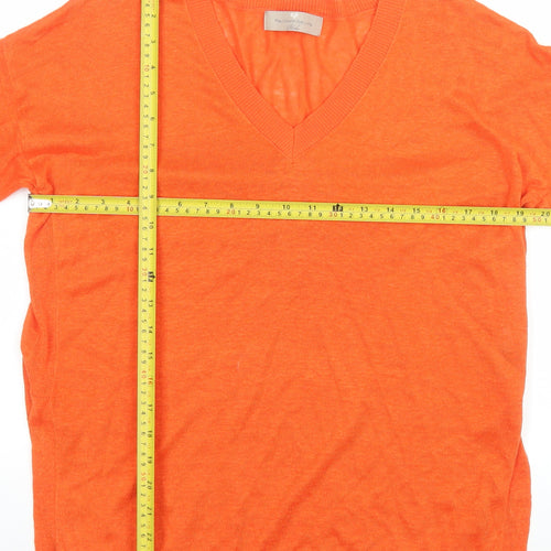Paul Costelloe Living Orange Linen V-Neck Men's Jumper Size S