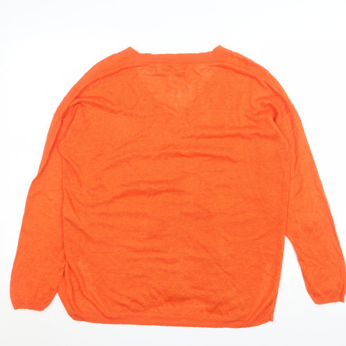 Paul Costelloe Living Orange Linen V-Neck Men's Jumper Size S