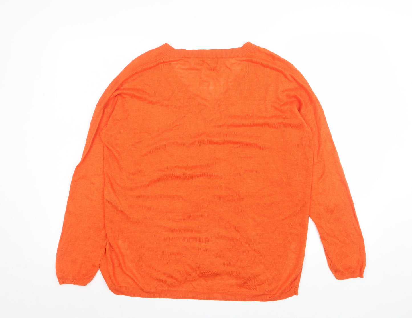 Paul Costelloe Living Orange Linen V-Neck Men's Jumper Size S