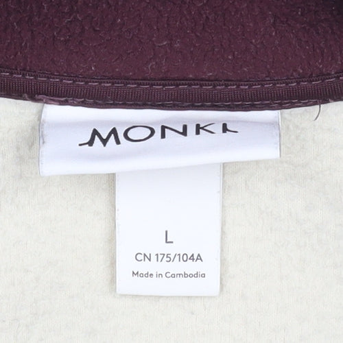 Monki Womens Beige & Brown Colourblock Fleece 1/4 Zip Sweatshirt L