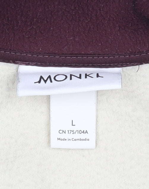 Monki Womens Beige & Brown Colourblock Fleece 1/4 Zip Sweatshirt L