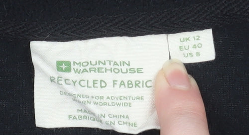 Mountain Warehouse Womens Black Fleece 1/4 Zip Pullover UK 12 Regular