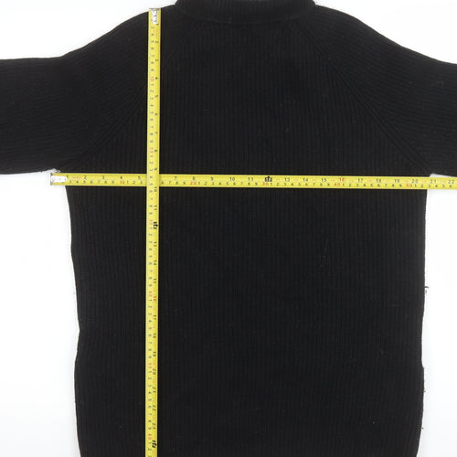 Sweaty Betty Womens Black Small Ribbed Zip Hem Mock Neck Pullover Sweatshirt