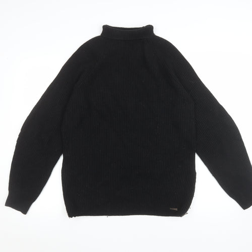 Sweaty Betty Womens Black Small Ribbed Zip Hem Mock Neck Pullover Sweatshirt