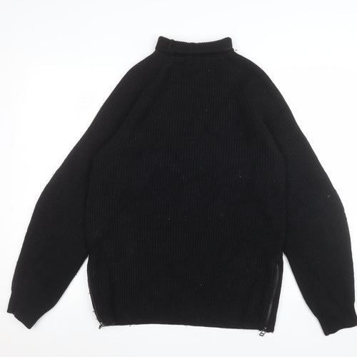 Sweaty Betty Womens Black Small Ribbed Zip Hem Mock Neck Pullover Sweatshirt