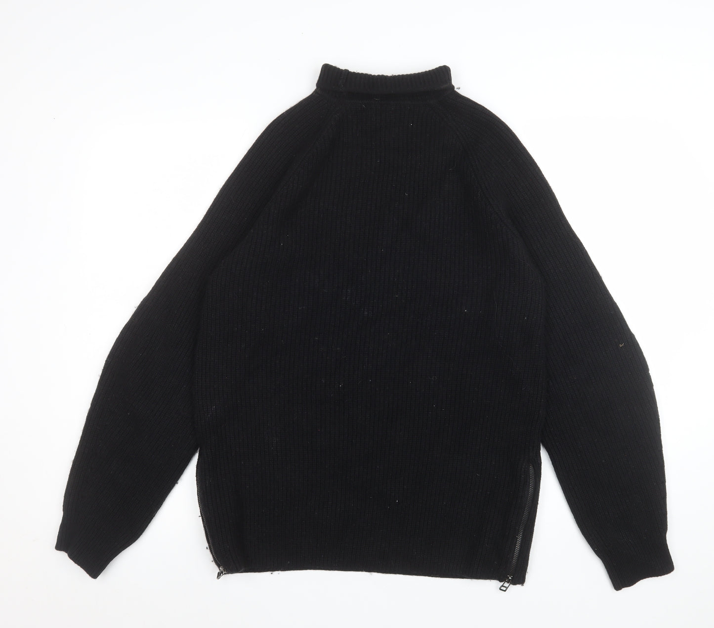 Sweaty Betty Womens Black Small Ribbed Zip Hem Mock Neck Pullover Sweatshirt