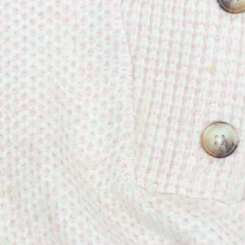 Fat Face Women’s Beige Pink Henley Pullover Jumper UK 16 Wool Blend