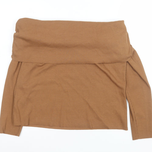 Marks and Spencer Women’s Brown Off Shoulder Long Sleeve Cotton Top Size 20