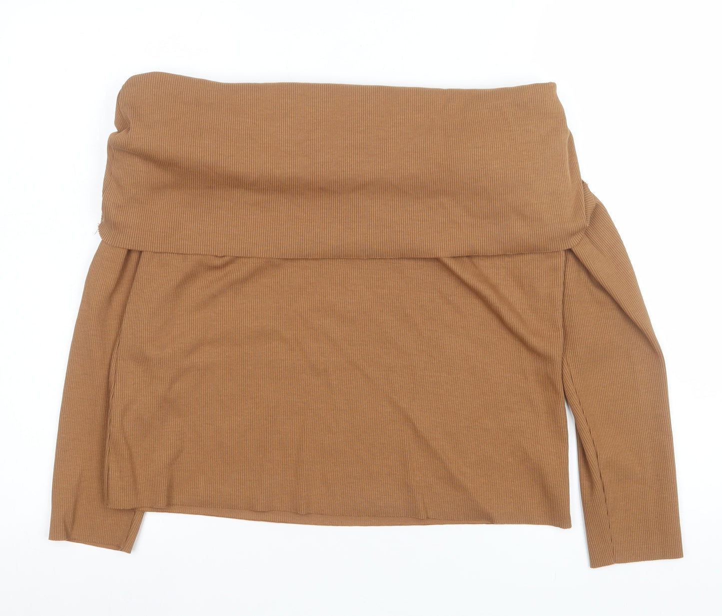 Marks and Spencer Women’s Brown Off Shoulder Long Sleeve Cotton Top Size 20