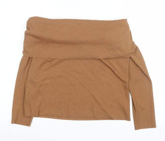 Marks and Spencer Women’s Brown Off Shoulder Long Sleeve Cotton Top Size 20