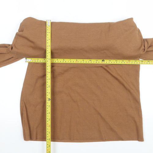 Marks and Spencer Women’s Brown Off Shoulder Long Sleeve Cotton Top Size 20