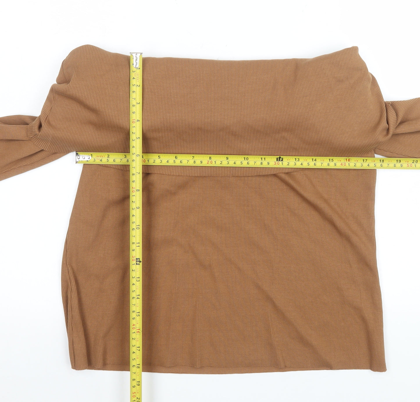 Marks and Spencer Women’s Brown Off Shoulder Long Sleeve Cotton Top Size 20