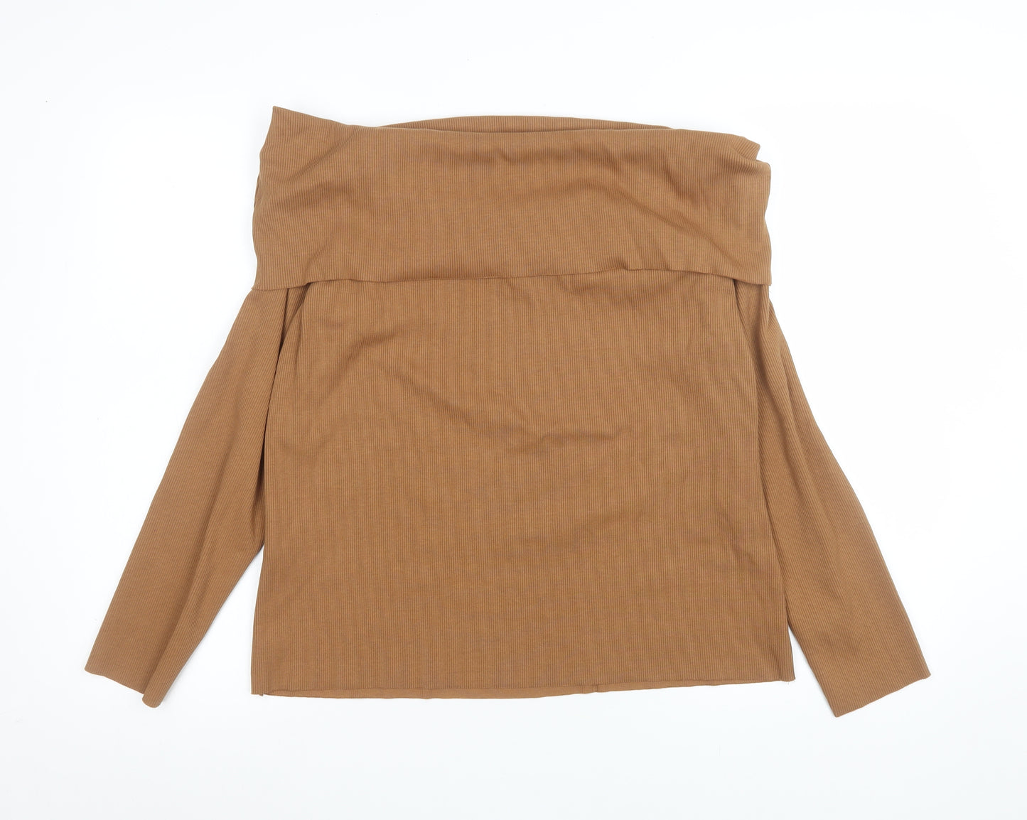 Marks and Spencer Women’s Brown Off Shoulder Long Sleeve Cotton Top Size 20