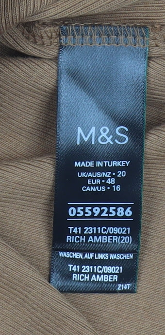 Marks and Spencer Women’s Brown Off Shoulder Long Sleeve Cotton Top Size 20