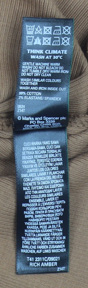 Marks and Spencer Women’s Brown Off Shoulder Long Sleeve Cotton Top Size 20