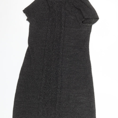 London Times Women’s Grey Knit Roll Neck Sweater Dress M