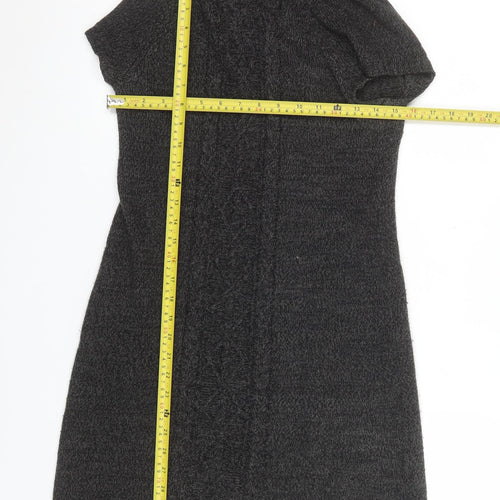 London Times Women’s Grey Knit Roll Neck Sweater Dress M