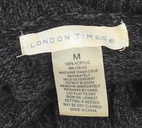 London Times Women’s Grey Knit Roll Neck Sweater Dress M