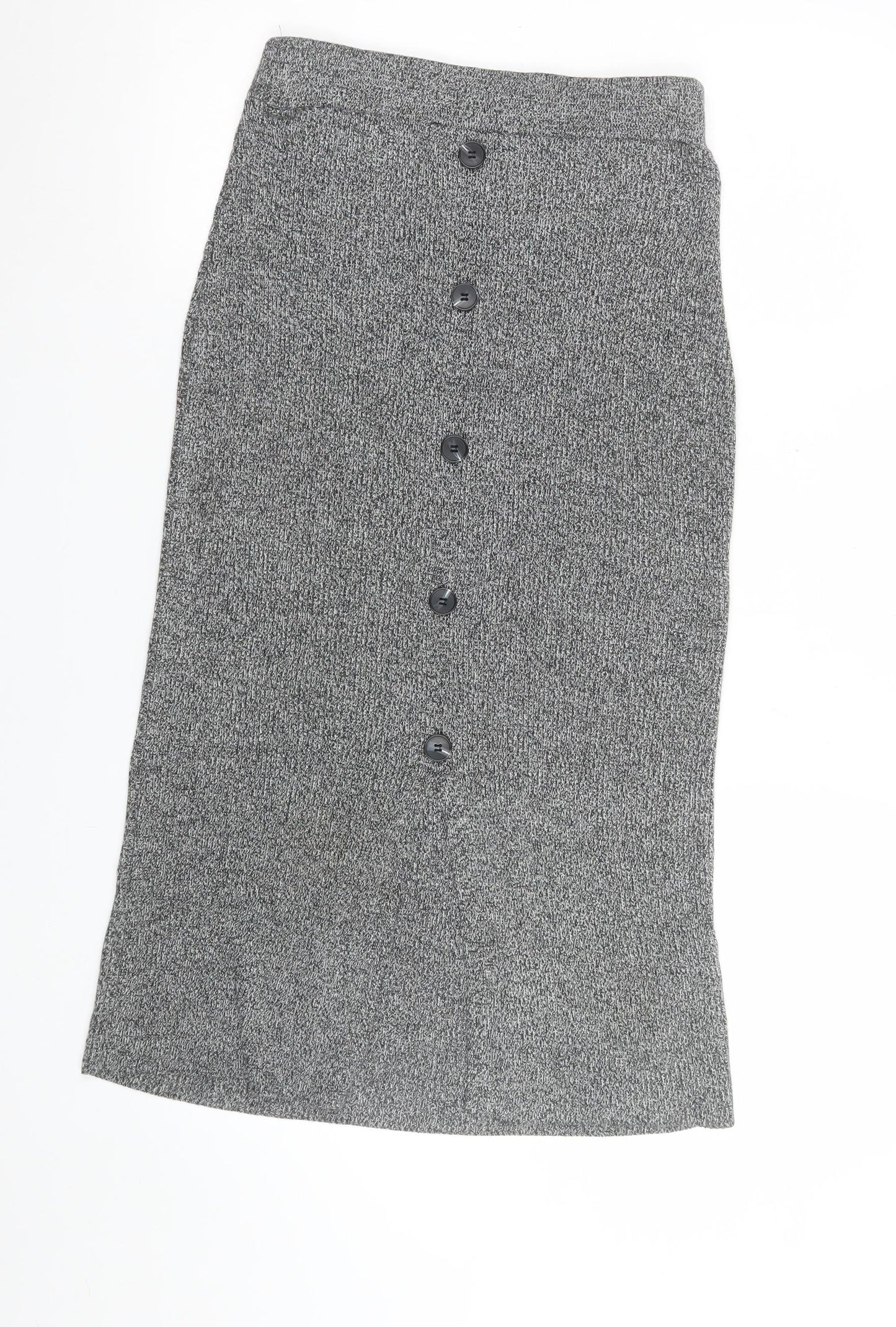 Marks and Spencer Women Grey Size 12 Knit Pencil Midi Skirt