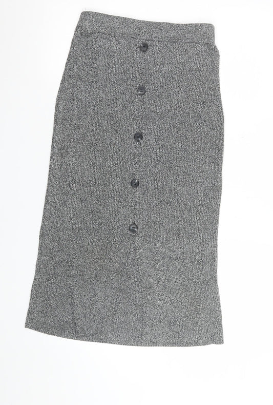 Marks and Spencer Women Grey Size 12 Knit Pencil Midi Skirt