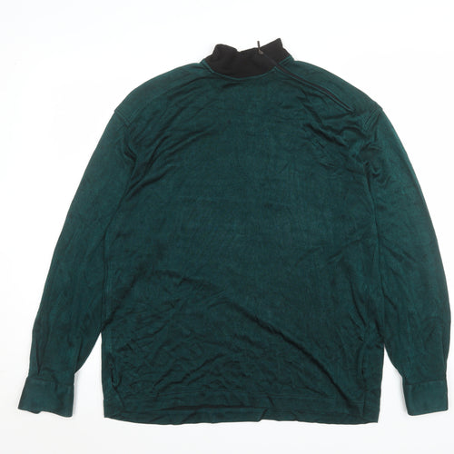 Nogaret Paris Men's Green Ribbed Long Sleeve High Neck Top Size M