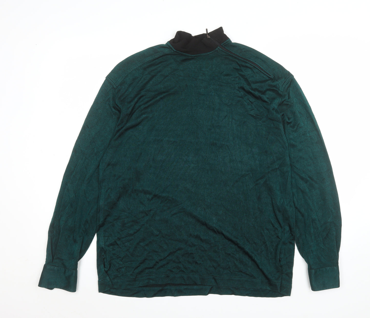 Nogaret Paris Men's Green Ribbed Long Sleeve High Neck Top Size M