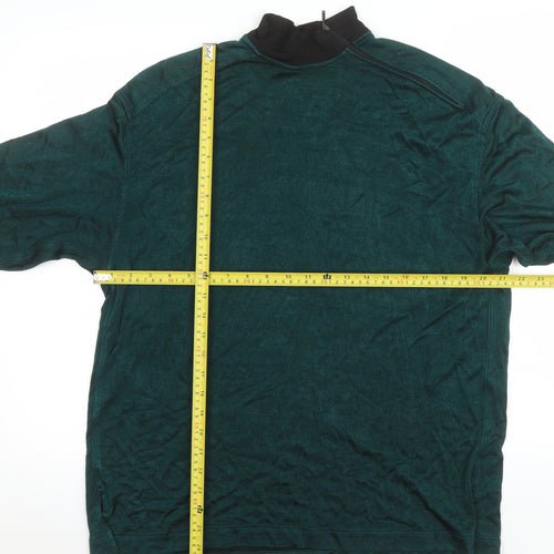 Nogaret Paris Men's Green Ribbed Long Sleeve High Neck Top Size M