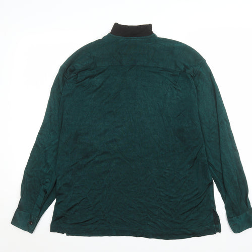 Nogaret Paris Men's Green Ribbed Long Sleeve High Neck Top Size M