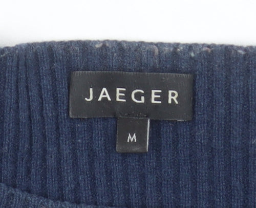 Jaeger Men’s Grey Striped Wool Crew Neck Jumper Size M