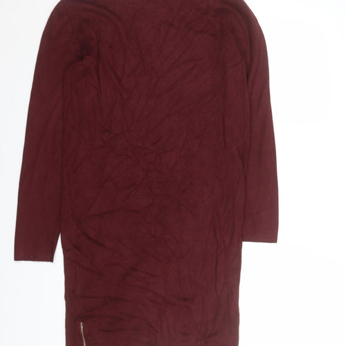 Dorothy Perkins Women's Red Knit Bodycon Dress Size 18 Long Sleeve Zip Detail
