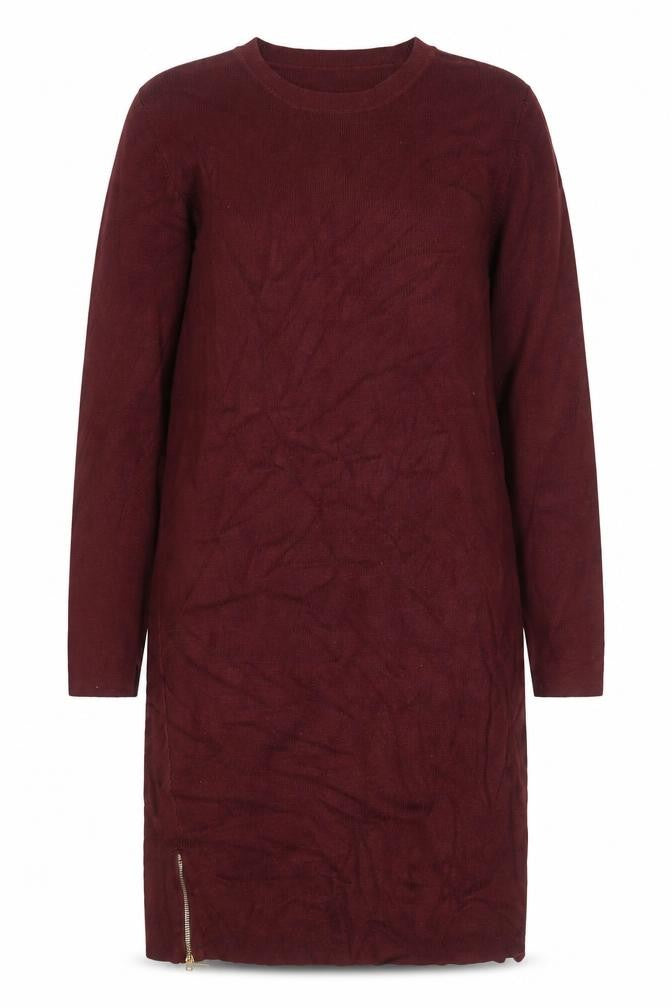 Dorothy Perkins Women's Red Knit Bodycon Dress Size 18 Long Sleeve Zip Detail