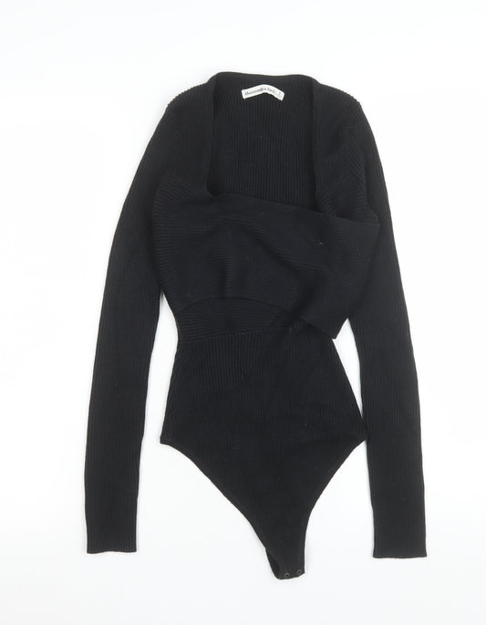 Abercrombie & Fitch Women's Black Long Sleeve Ribbed Bodysuit Size S