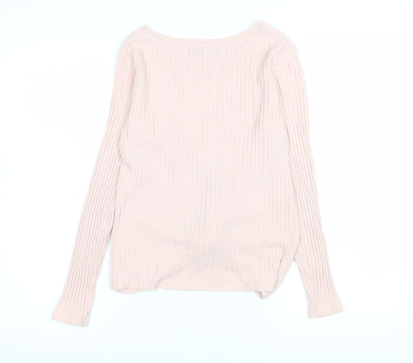 New Look Women’s Pink Long Sleeve Knot Front Ribbed Blouse UK 6