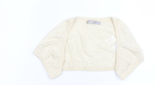 Wrap Women's Ivory Beaded Shrug UK 12 Silk Cashmere Knit