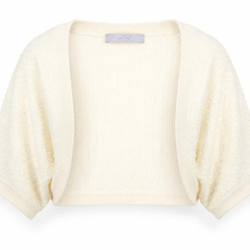 Wrap Women's Ivory Beaded Shrug UK 12 Silk Cashmere Knit