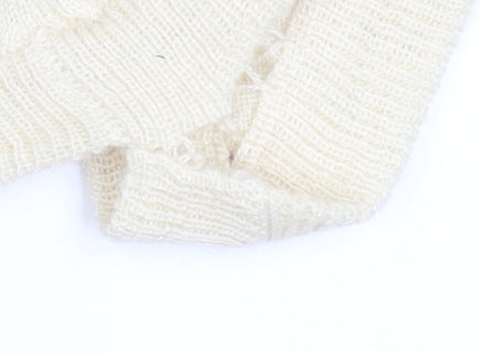 Wrap Women's Ivory Beaded Shrug UK 12 Silk Cashmere Knit
