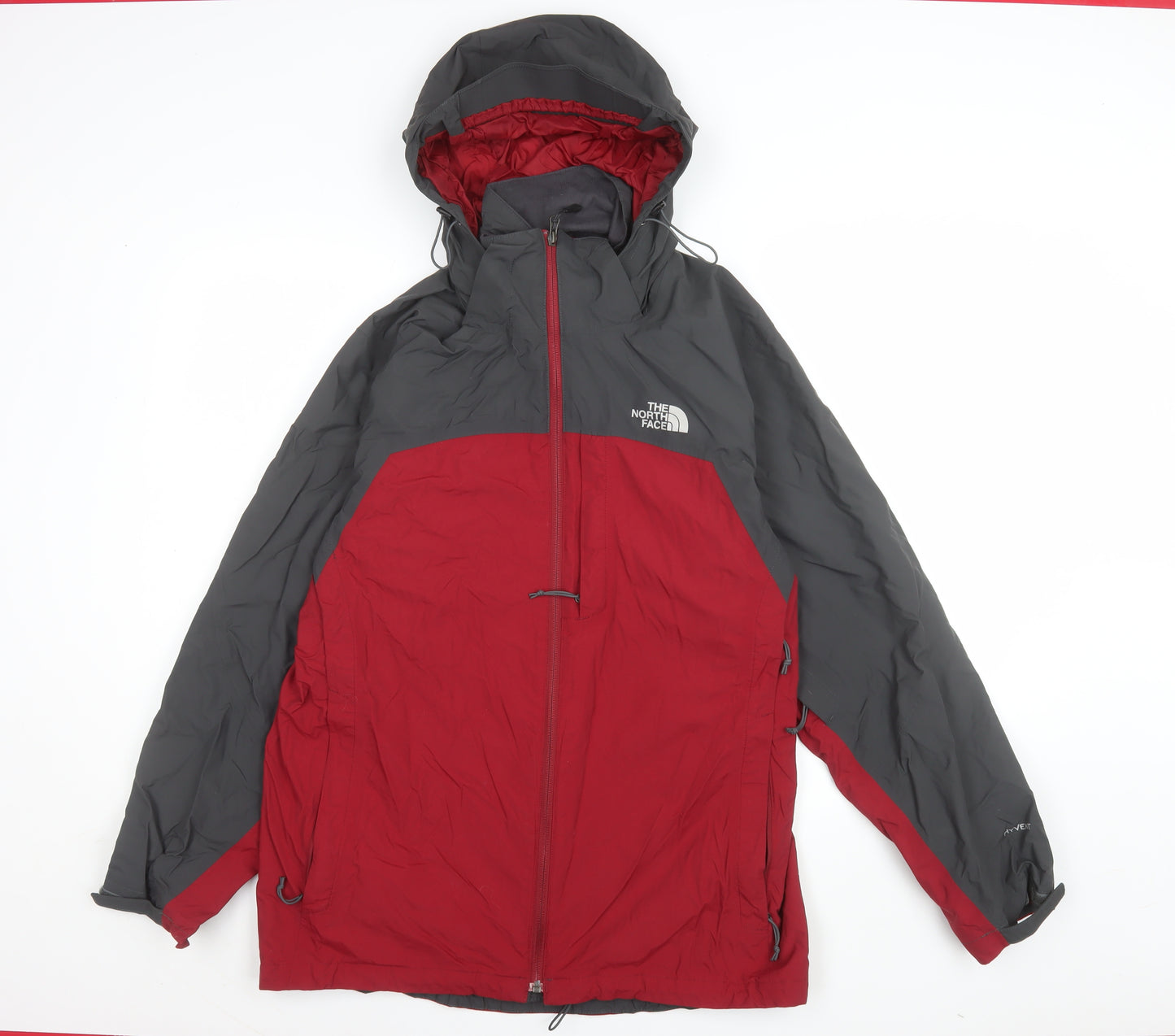 The North Face Men's Red Grey Waterproof Hooded Parka Jacket M